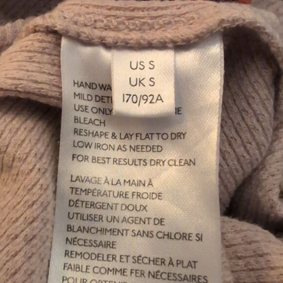 Free people in the mix pink‎ thermal knit and crochet top size small boho - Picture 8 of 9